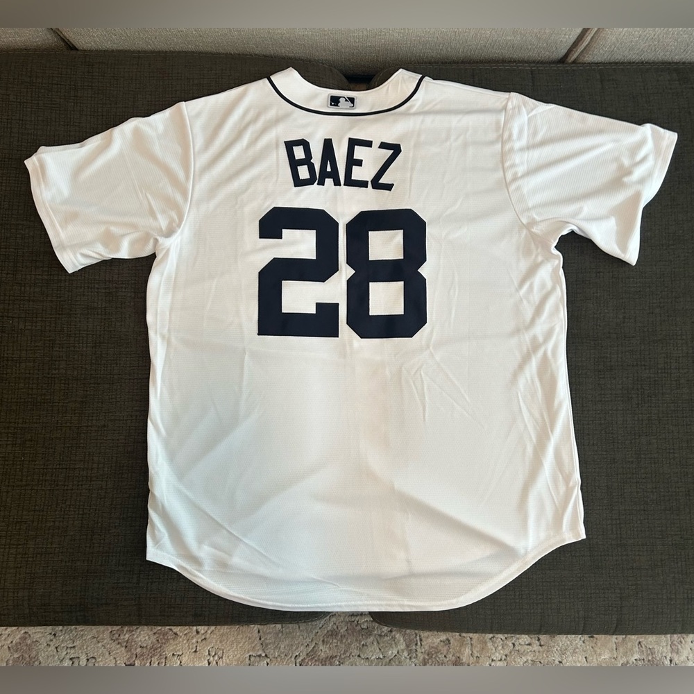Nike Authentic Detroit Tigers Javier Baez #28 MLB White Jersey Men’s Size: L - Picture 3 of 6